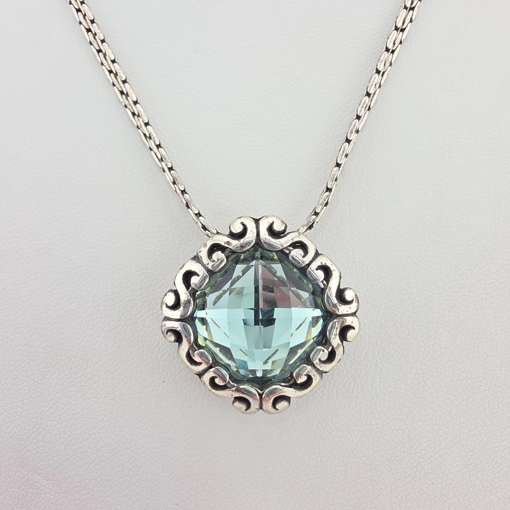 BRIGHTON 'Danube' Necklace Ocean Blue SWAROVSKI Crystal Silver Plate 18"